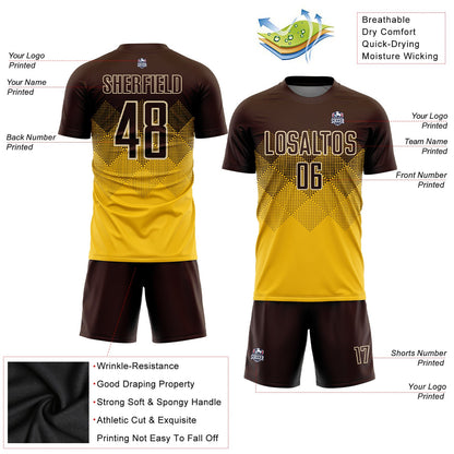 Custom Gold Brown-Cream Sublimation Soccer Uniform Jersey - Sky-Custom
