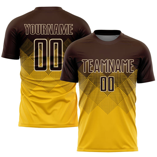 Custom Gold Brown-Cream Sublimation Soccer Uniform Jersey - Sky-Custom
