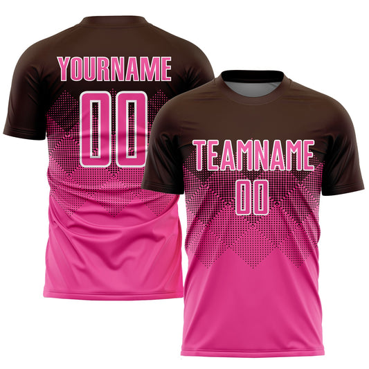 Custom Brown Pink-White Sublimation Soccer Uniform Jersey - Sky-Custom