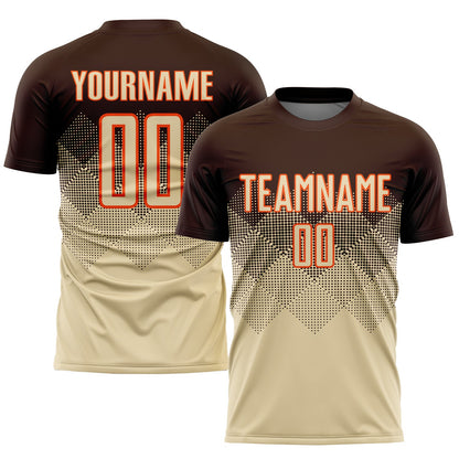 Custom Brown Cream-Orange Sublimation Soccer Uniform Jersey - Sky-Custom