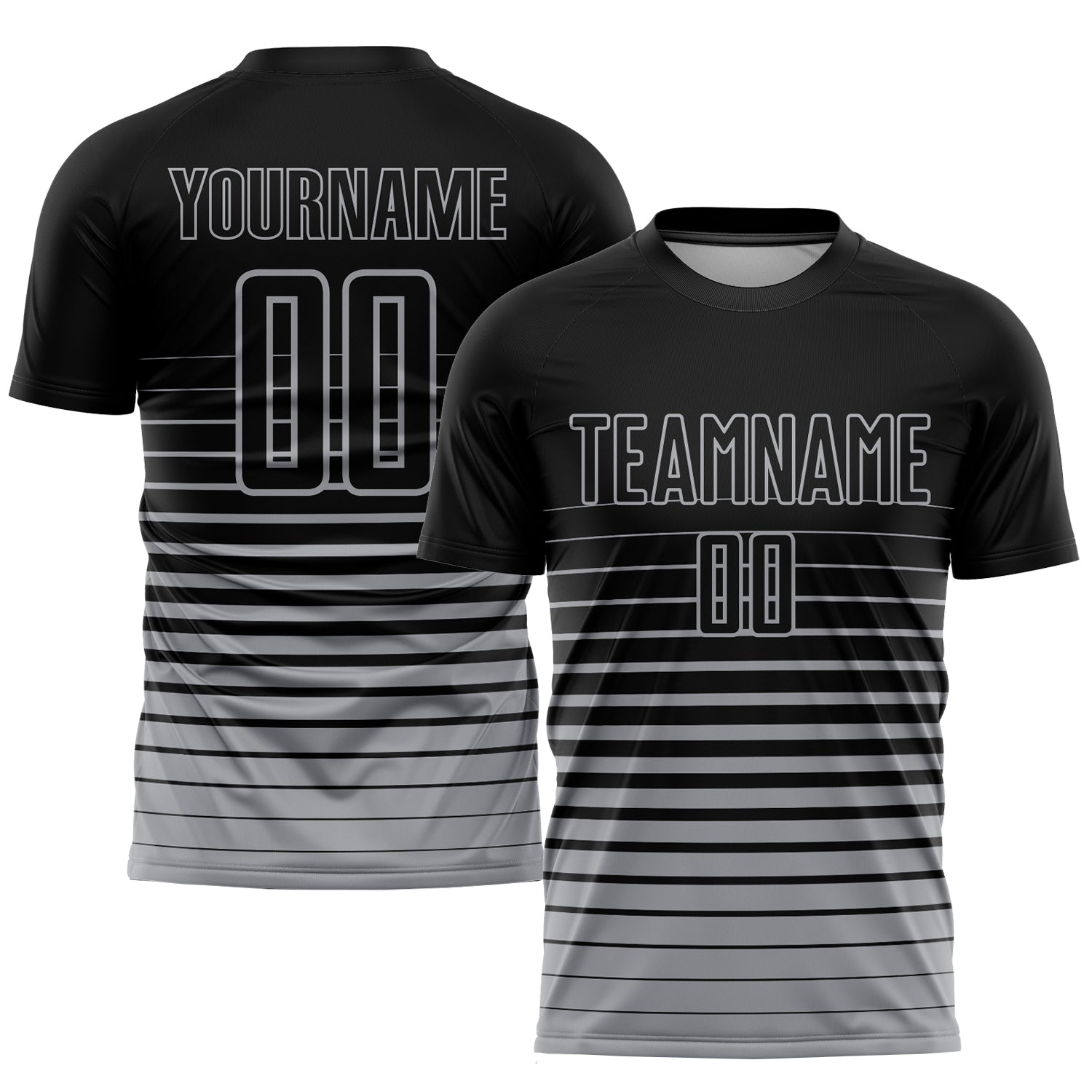 Custom Black Gray Pinstripe Fade Fashion Sublimation Soccer Uniform Jersey - Sky-Custom