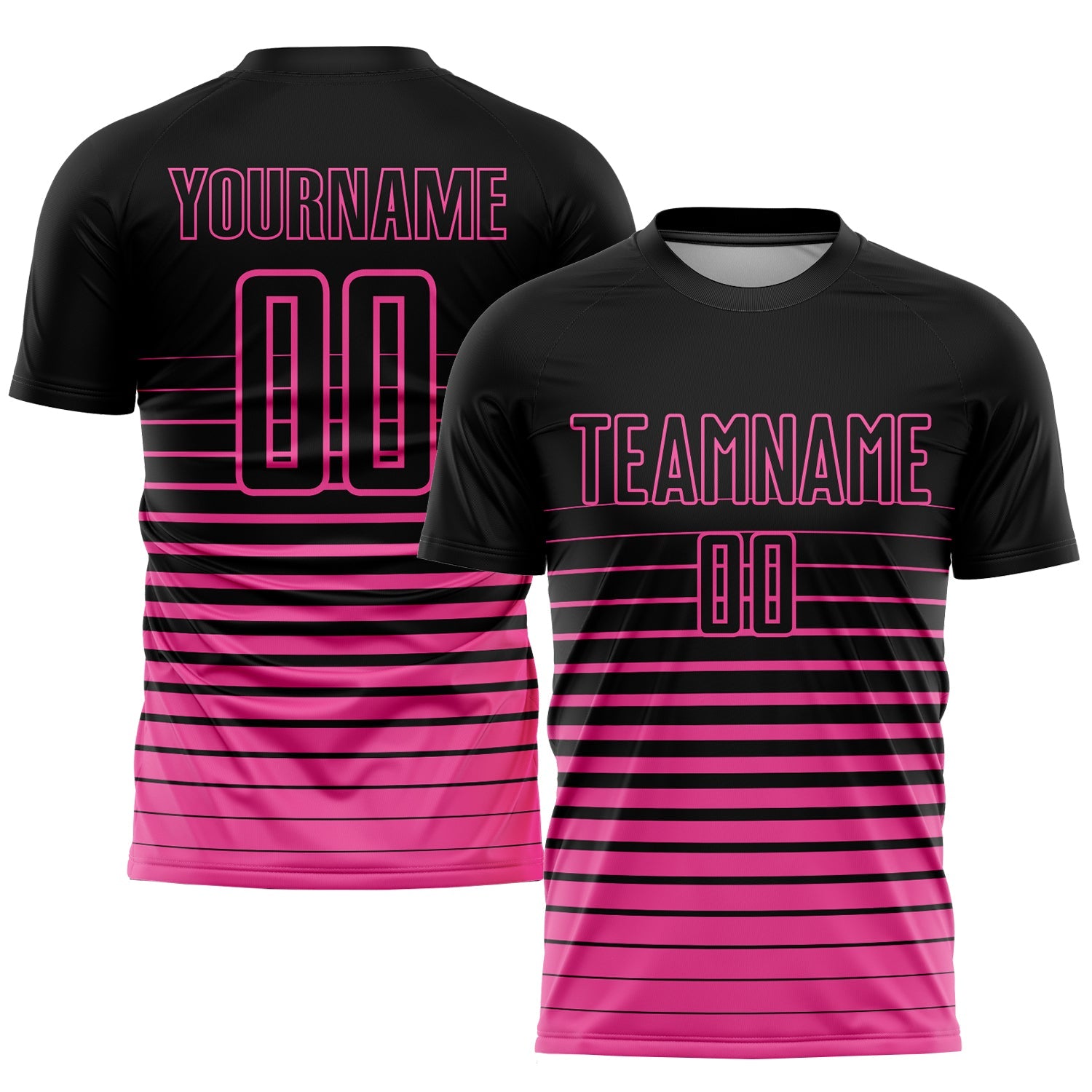 Custom Black Pink Pinstripe Fade Fashion Sublimation Soccer Uniform Jersey - Sky-Custom