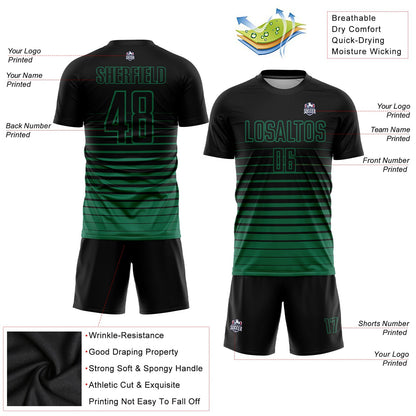 Custom Black Kelly Green Pinstripe Fade Fashion Sublimation Soccer Uniform Jersey - Sky-Custom