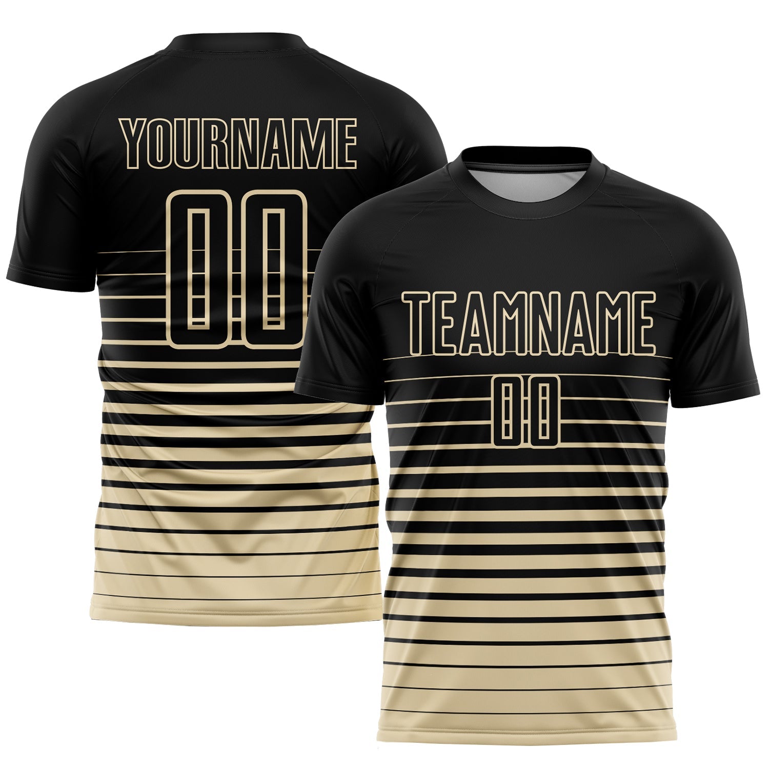 Custom Black Cream Pinstripe Fade Fashion Sublimation Soccer Uniform Jersey - Sky-Custom