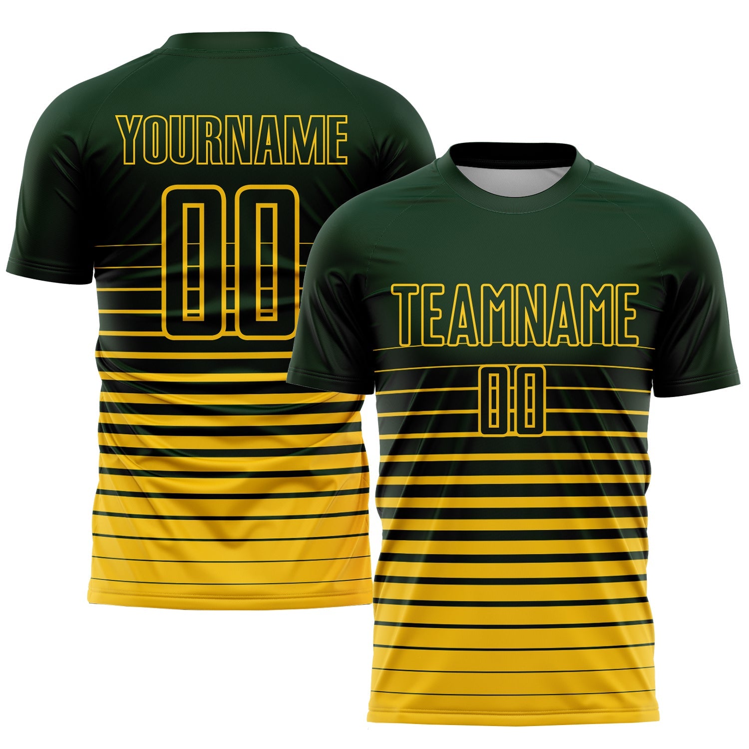 Custom Green Yellow Pinstripe Fade Fashion Sublimation Soccer Uniform Jersey - Sky-Custom
