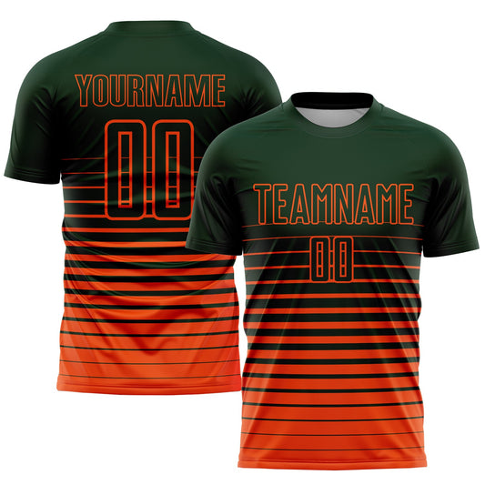 Custom Green Orange Pinstripe Fade Fashion Sublimation Soccer Uniform Jersey - Sky-Custom