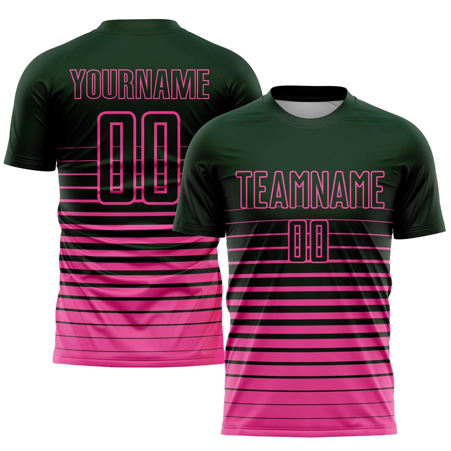 Custom Green Pink Pinstripe Fade Fashion Sublimation Soccer Uniform Jersey - Sky-Custom