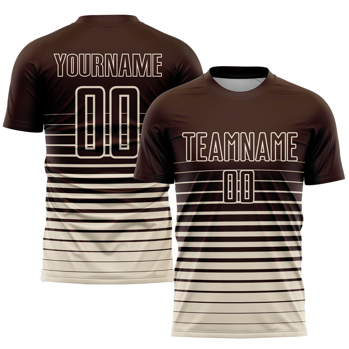 Custom Brown Cream Pinstripe Fade Fashion Sublimation Soccer Uniform Jersey - Sky-Custom