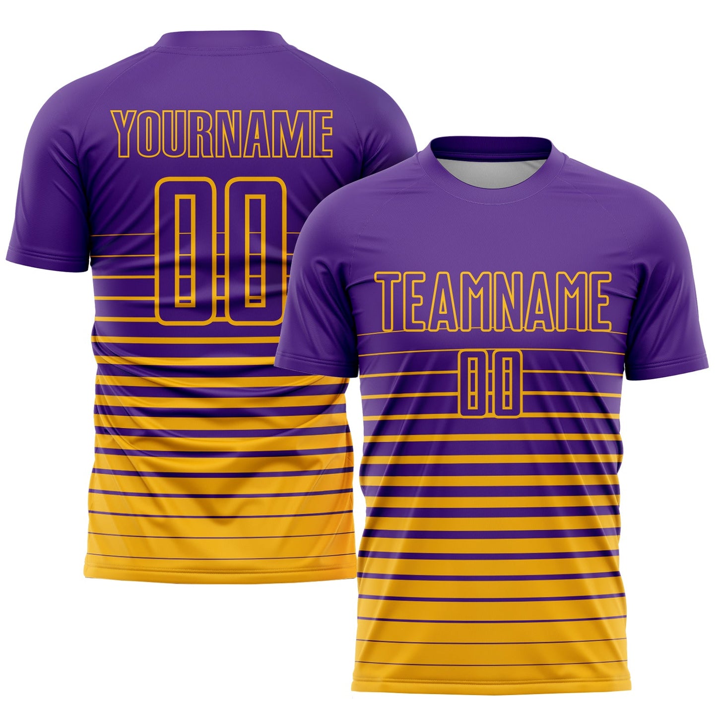 Custom Purple Gold Pinstripe Fade Fashion Sublimation Soccer Uniform Jersey - Sky-Custom