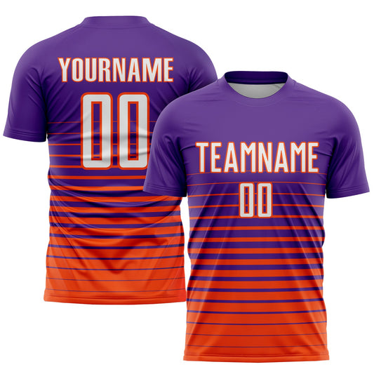 Custom Purple White-Orange Pinstripe Fade Fashion Sublimation Soccer Uniform Jersey - Sky-Custom