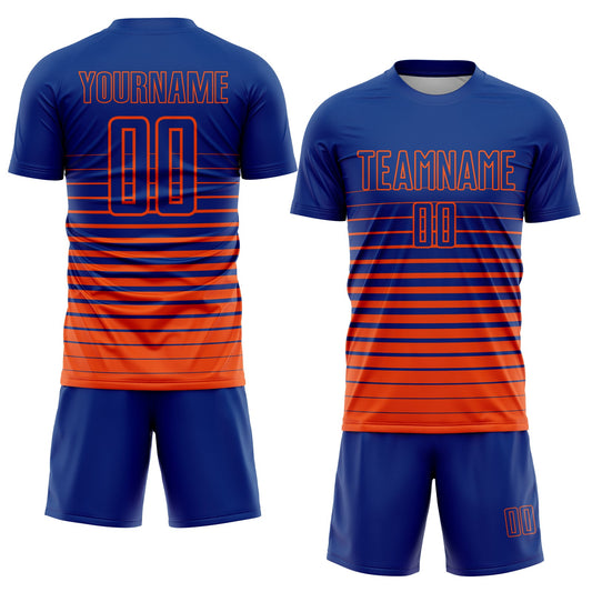 Custom Royal Orange Pinstripe Fade Fashion Sublimation Soccer Uniform Jersey - Sky-Custom