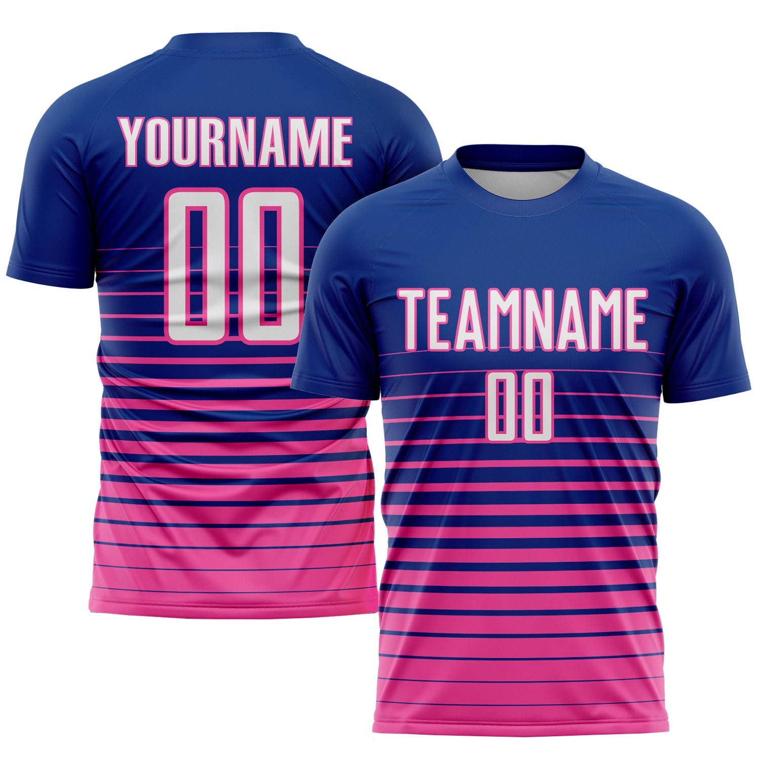 Custom Royal White-Pink Pinstripe Fade Fashion Sublimation Soccer Uniform Jersey - Sky-Custom