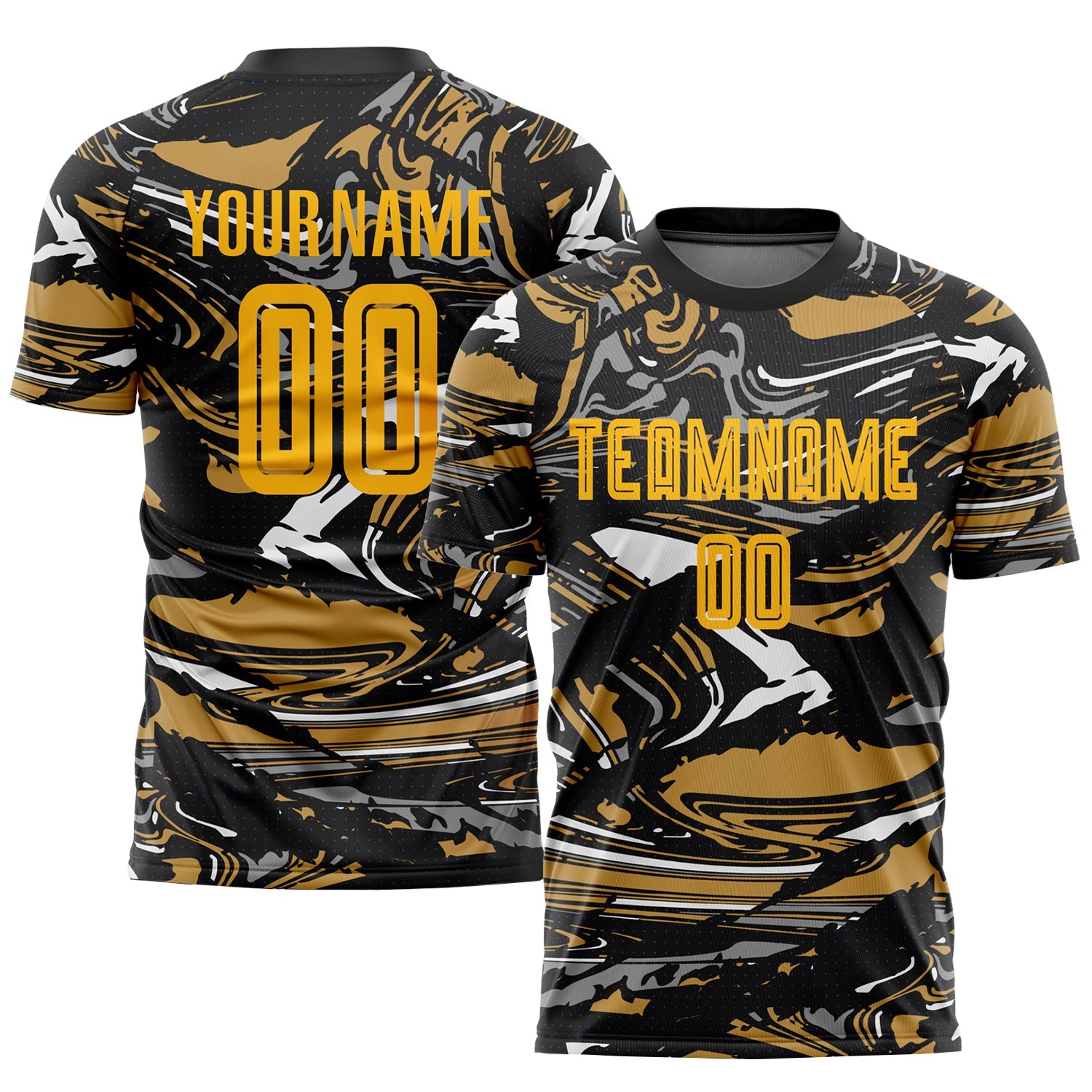 Custom Figure Gold-Old Gold Sublimation Soccer Uniform Jersey - Sky-Custom