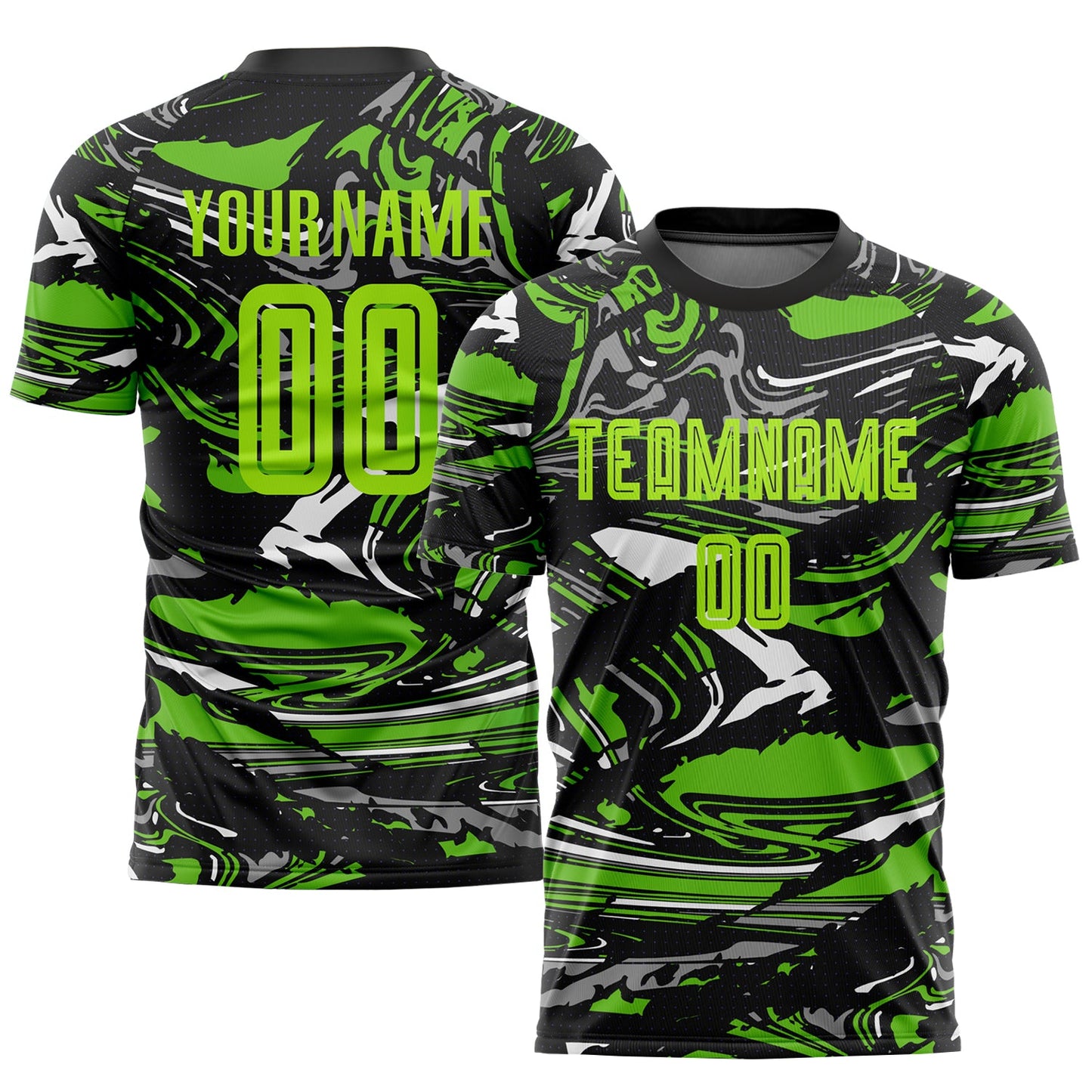 Custom Figure Neon Green-Aurora Green Sublimation Soccer Uniform Jersey - Sky-Custom