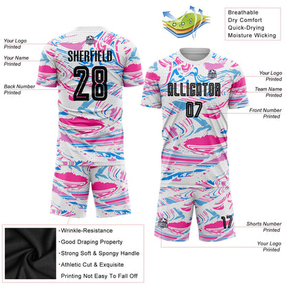 Custom Figure Black-Pink Sublimation Soccer Uniform Jersey - Sky-Custom