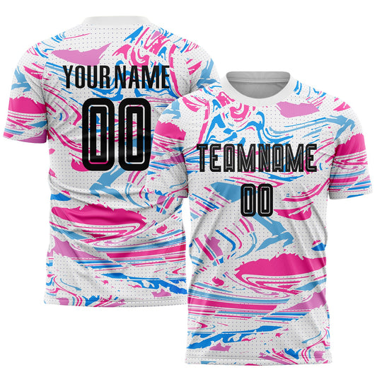 Custom Figure Black-Pink Sublimation Soccer Uniform Jersey - Sky-Custom