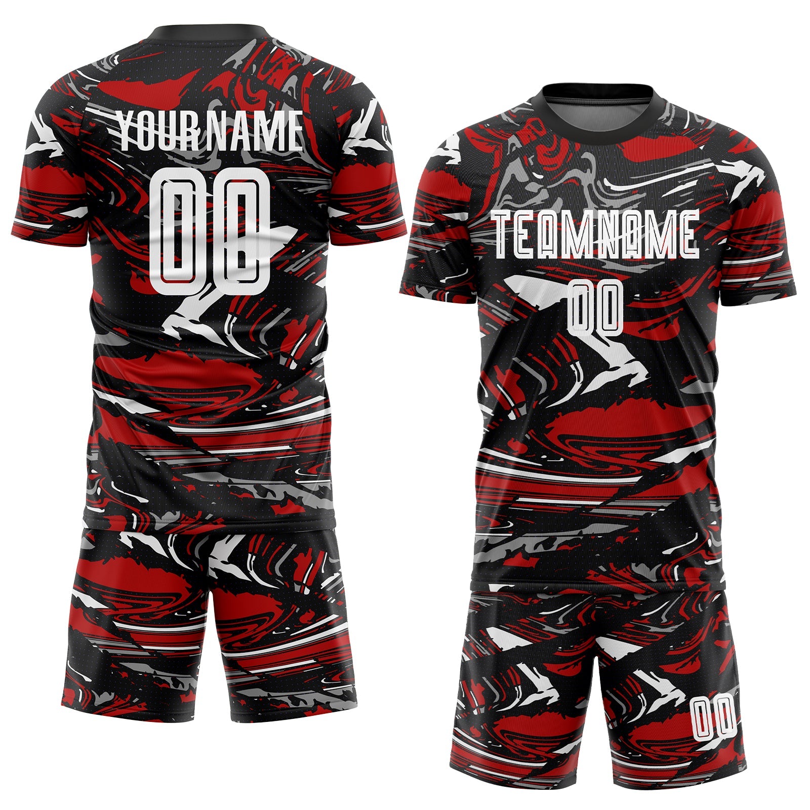 Custom Figure White-Red Sublimation Soccer Uniform Jersey - Sky-Custom