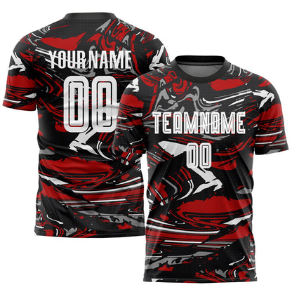 Custom Figure White-Red Sublimation Soccer Uniform Jersey - Sky-Custom