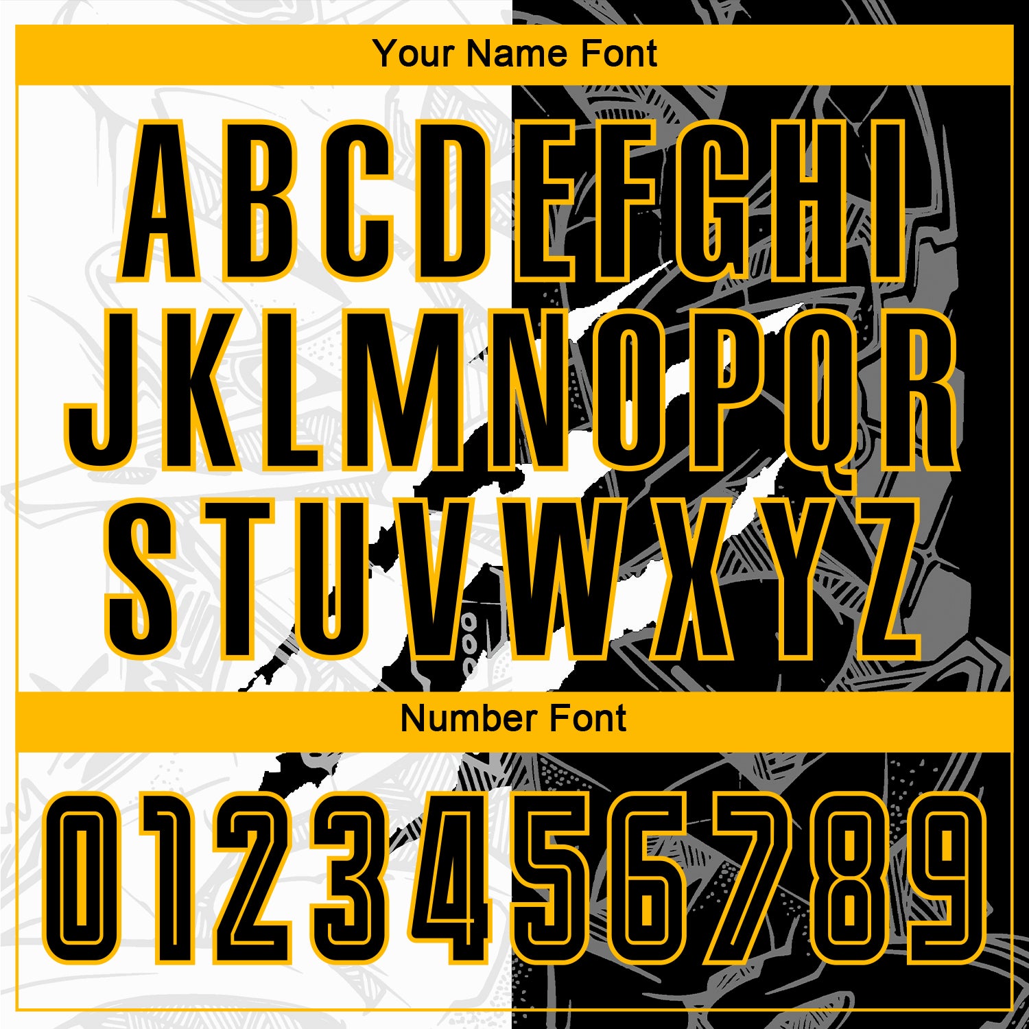 Custom Graffiti Pattern Black-Gold Scratch Sublimation Soccer Uniform Jersey - Sky-Custom