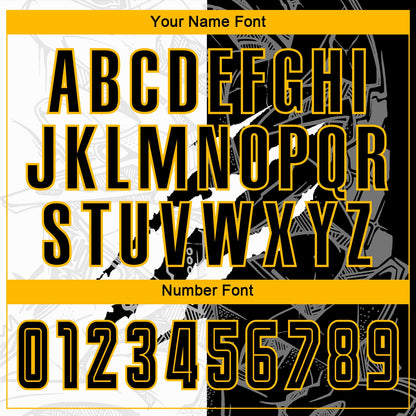 Custom Graffiti Pattern Black-Gold Scratch Sublimation Soccer Uniform Jersey - Sky-Custom