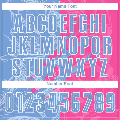 Custom Graffiti Pattern Light Blue-Pink Scratch Sublimation Soccer Uniform Jersey - Sky-Custom