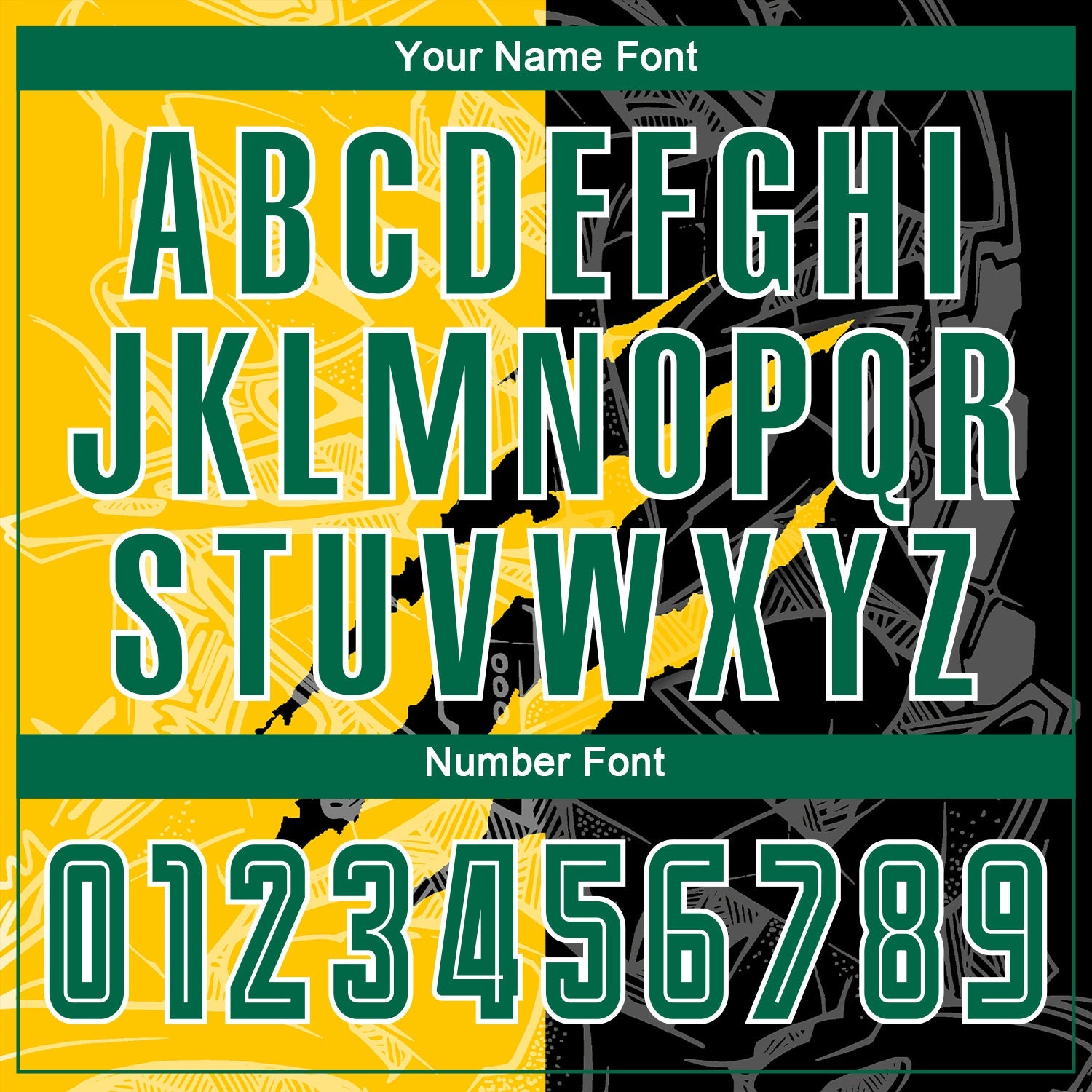 Custom Graffiti Pattern Kelly Green Black-Yellow Scratch Sublimation Soccer Uniform Jersey - Sky-Custom