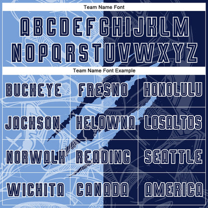 Custom Graffiti Pattern Navy-Light Blue Scratch Sublimation Soccer Uniform Jersey - Sky-Custom