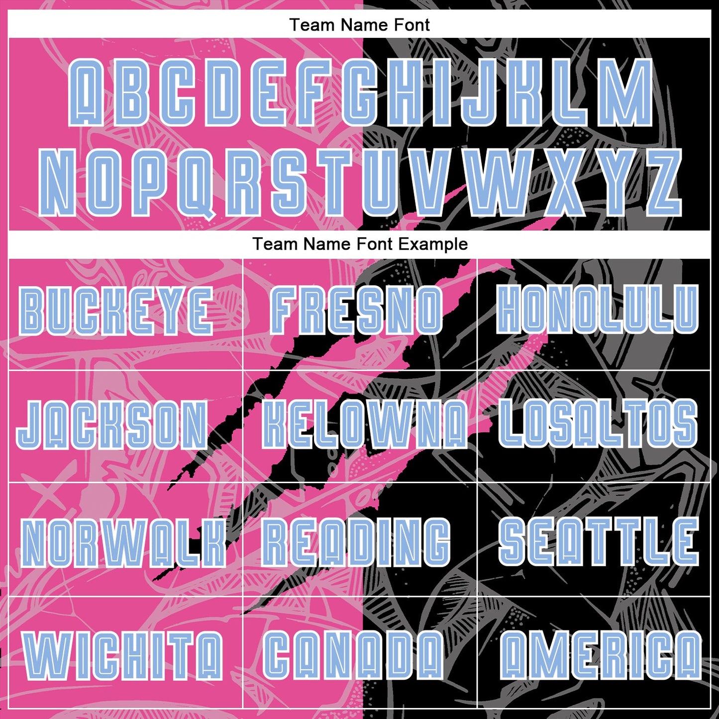 Custom Graffiti Pattern Light Blue Black-Pink Scratch Sublimation Soccer Uniform Jersey - Sky-Custom