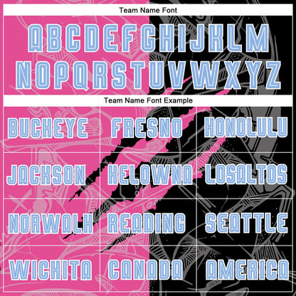 Custom Graffiti Pattern Light Blue Black-Pink Scratch Sublimation Soccer Uniform Jersey - Sky-Custom