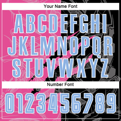 Custom Graffiti Pattern Light Blue Black-Pink Scratch Sublimation Soccer Uniform Jersey - Sky-Custom