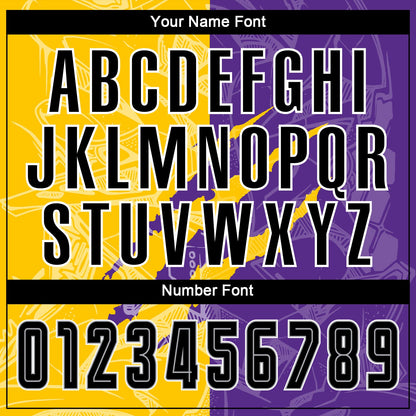 Custom Graffiti Pattern Black Purple Yellow-Gray Scratch Sublimation Soccer Uniform Jersey - Sky-Custom