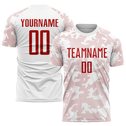 Custom White Red Sublimation Soccer Uniform Jersey - Sky-Custom