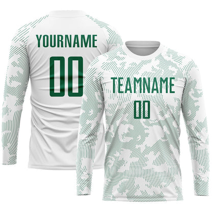 Custom White Kelly Green Sublimation Soccer Uniform Jersey - Sky-Custom