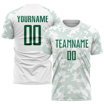 Custom White Kelly Green Sublimation Soccer Uniform Jersey - Sky-Custom