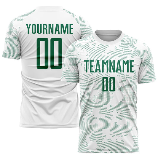 Custom White Kelly Green Sublimation Soccer Uniform Jersey - Sky-Custom