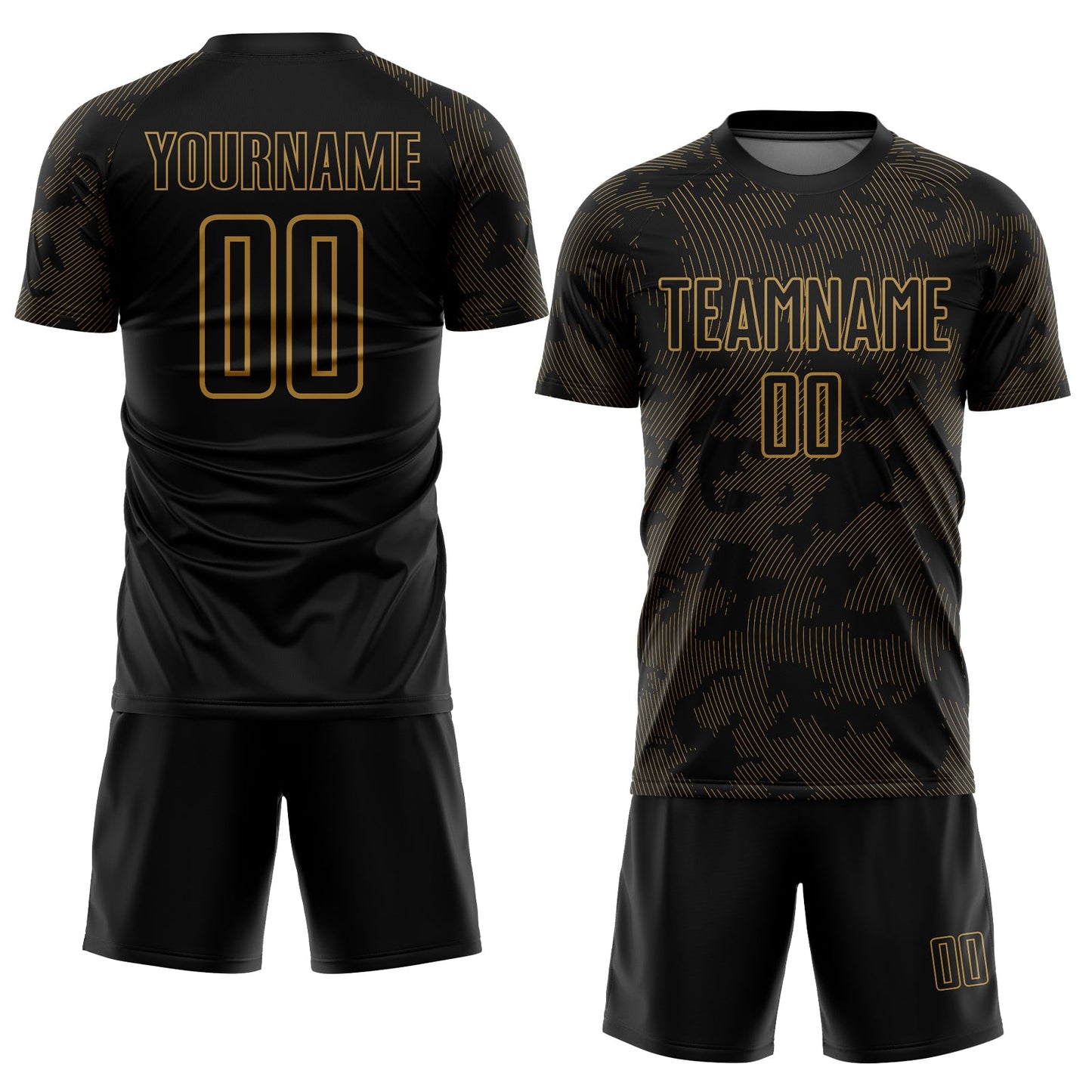 Custom Black Old Gold Sublimation Soccer Uniform Jersey - Sky-Custom