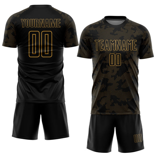 Custom Black Old Gold Sublimation Soccer Uniform Jersey - Sky-Custom