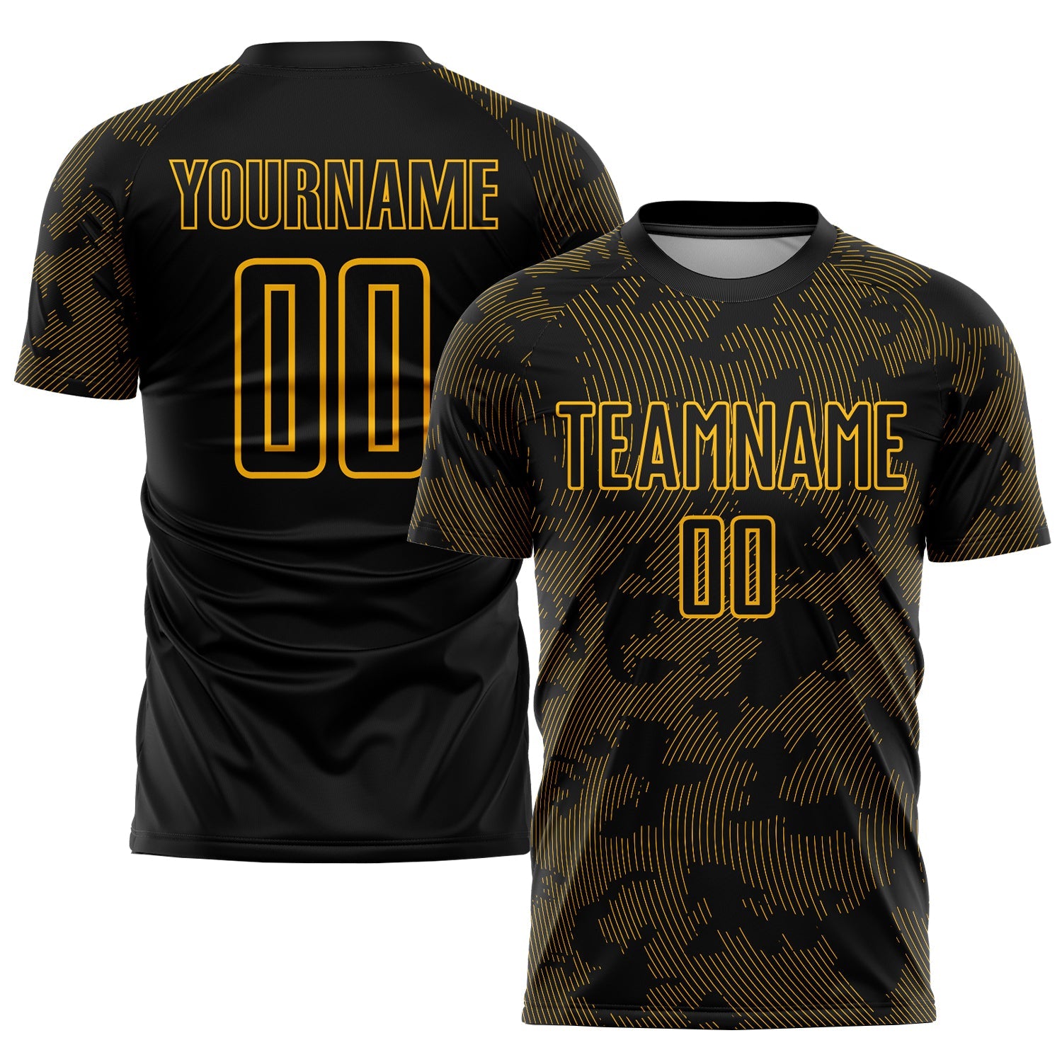 Custom Black Gold Sublimation Soccer Uniform Jersey - Sky-Custom