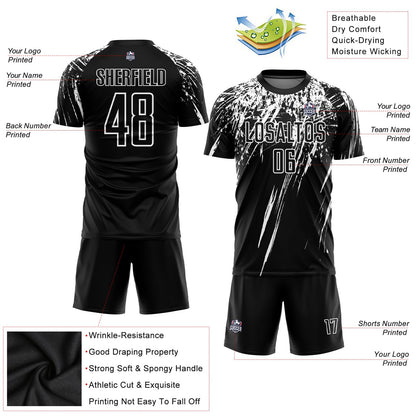 Custom Black White Sublimation Soccer Uniform Jersey - Sky-Custom