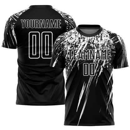 Custom Black White Sublimation Soccer Uniform Jersey - Sky-Custom