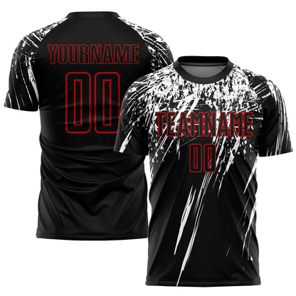 Custom Black Red-White Sublimation Soccer Uniform Jersey - Sky-Custom