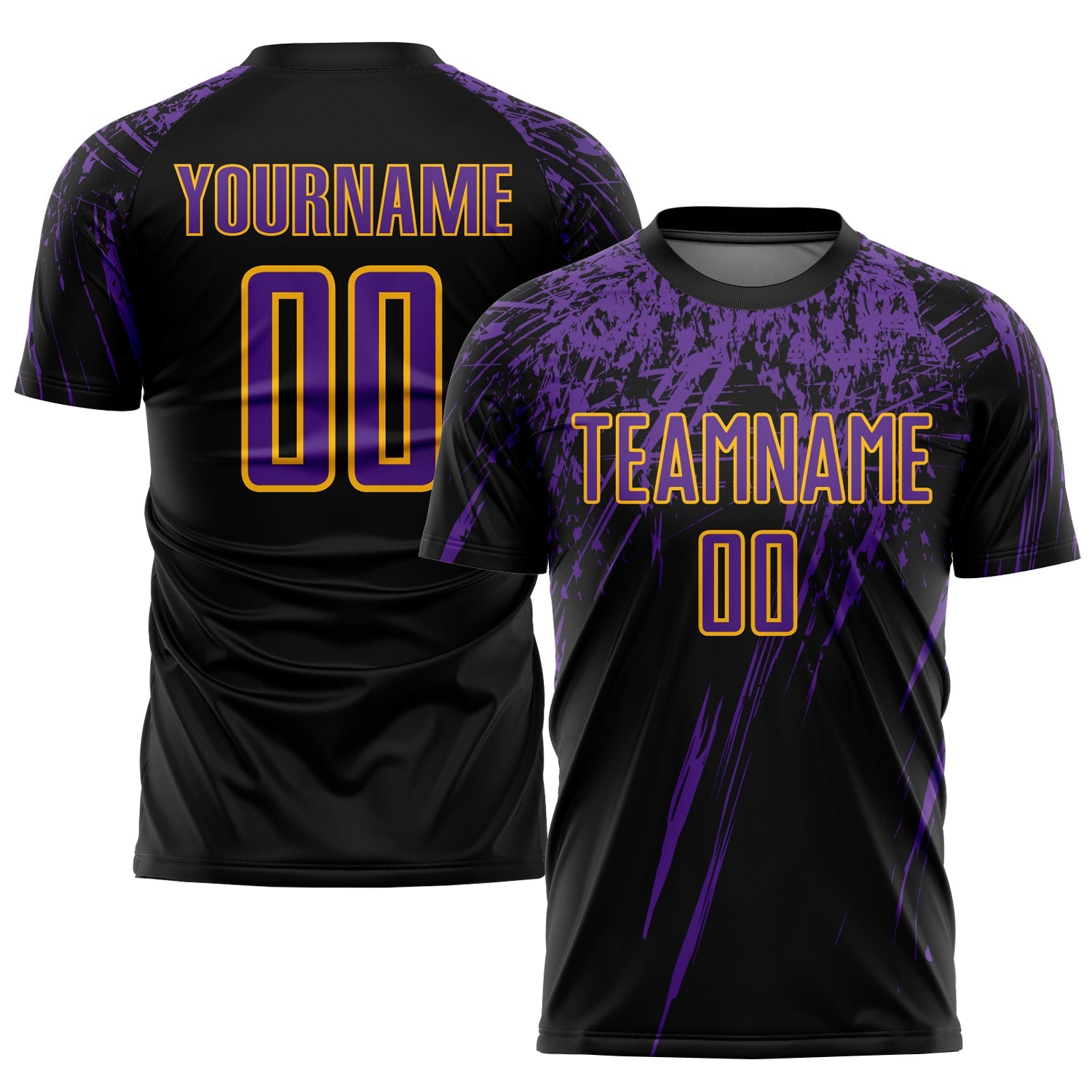 Custom Black Purple-Gold Sublimation Soccer Uniform Jersey - Sky-Custom