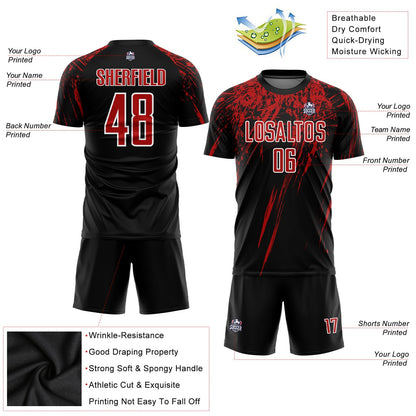 Custom Black Red-White Sublimation Soccer Uniform Jersey - Sky-Custom
