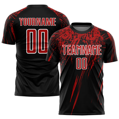 Custom Black Red-White Sublimation Soccer Uniform Jersey - Sky-Custom