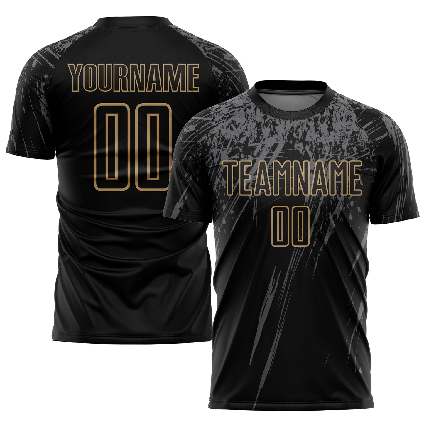 Custom Black Old Gold-Gray Sublimation Soccer Uniform Jersey - Sky-Custom