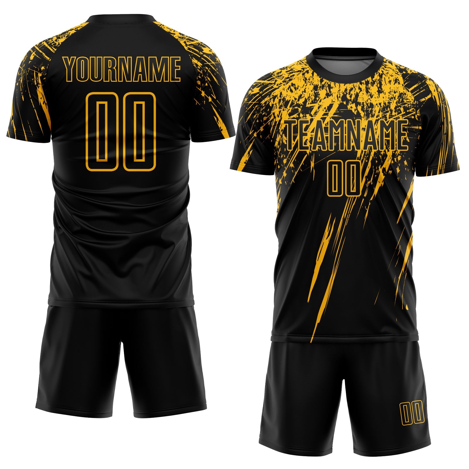 Custom Black Gold Sublimation Soccer Uniform Jersey - Sky-Custom