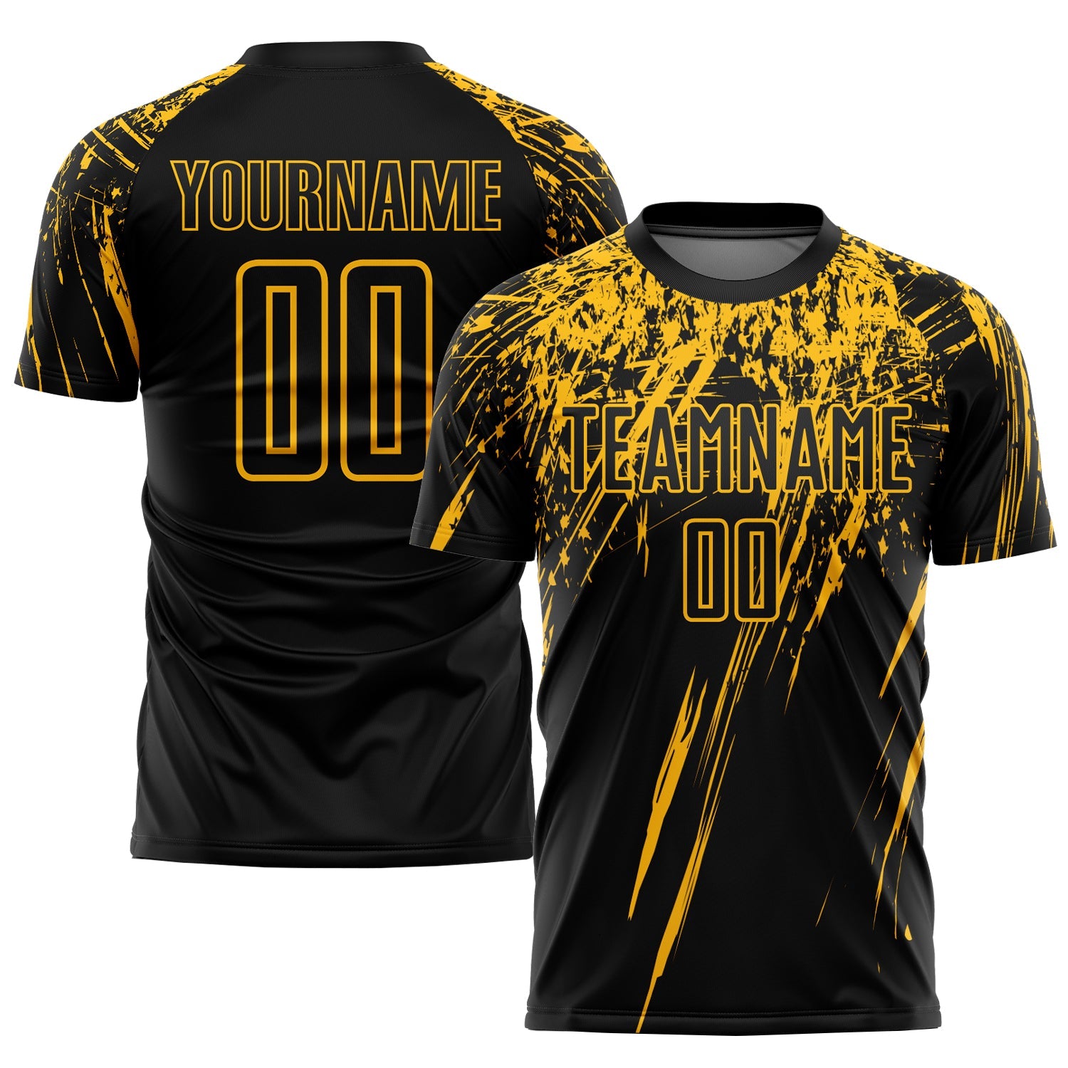 Custom Black Gold Sublimation Soccer Uniform Jersey - Sky-Custom
