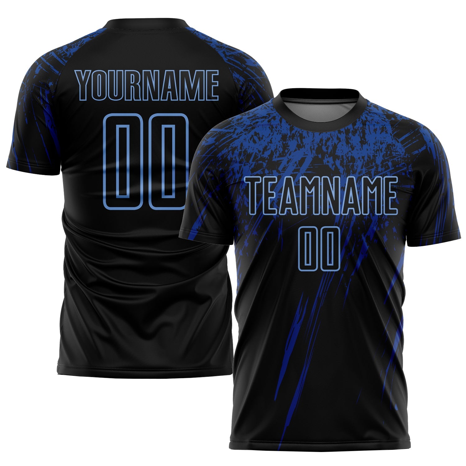 Custom Black Light Blue-Royal Sublimation Soccer Uniform Jersey - Sky-Custom