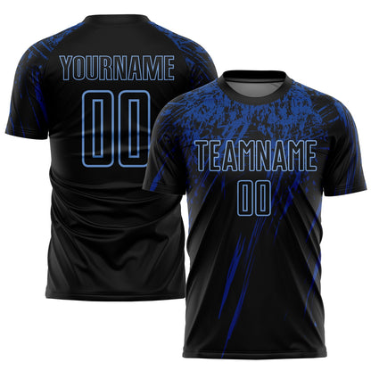 Custom Black Light Blue-Royal Sublimation Soccer Uniform Jersey - Sky-Custom