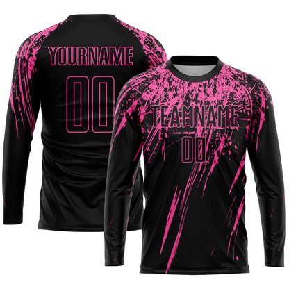 Custom Black Pink Sublimation Soccer Uniform Jersey - Sky-Custom